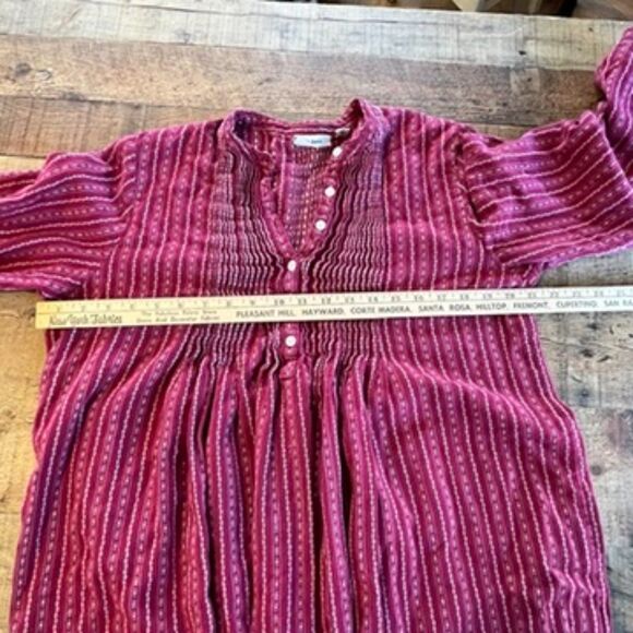 L.L. Bean Vintage Red White Flannel Nightgown Small Long Sleeves - Picture 5 of 9
